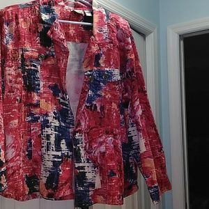 Chico's Red/White/Blue Denim Jacket